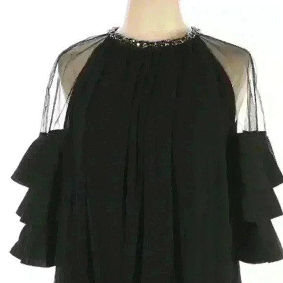 𝅺FOR Her NYC Black Embellished Neck Cocktail Dress - Picture 3 of 4